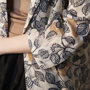 Painted Leaf Womens Ramie Blazers Long Sleeve Flax Office Coat