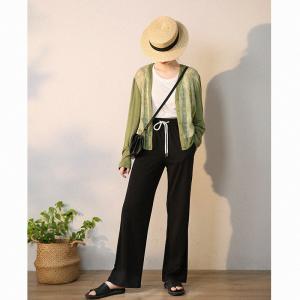 V-Neck Long Sleeves Short Cardigan Oversized Linen Knitwear