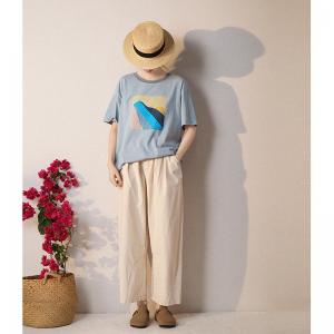 Sunset Painted Cotton Tee Short Sleeve Casual T-shirt