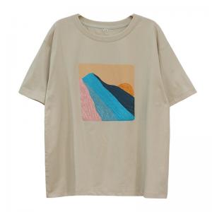 Sunset Painted Cotton Tee Short Sleeve Casual T-shirt