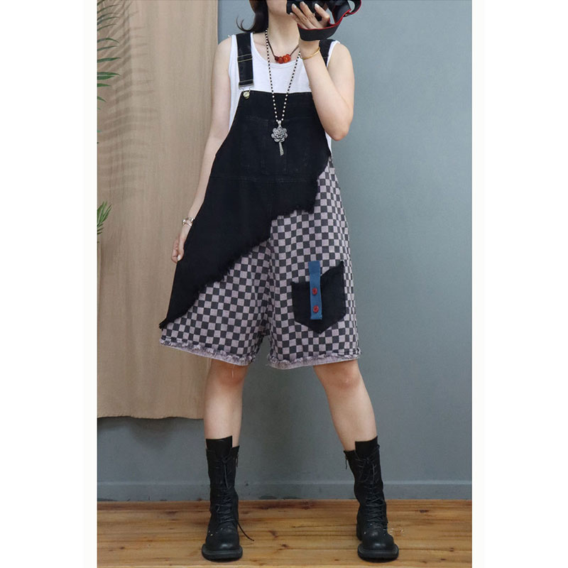 Street Denim Plaid Dark Green Gray 90s beach baggy buykud 