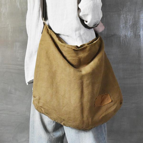 Korean Style Patchwork Cotton Linen Bronze Tote