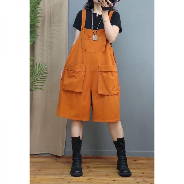 Street Chic Denim Cargo Overalls Front Pockets Plain Overall Shorts