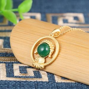 Chalcedony S925 Green Buddha Necklace Hetian Jade Buddha Jewelry