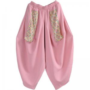 Letter Bandage Linen Harem Pants Customized Designer Trousers