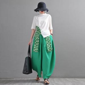 Letter Bandage Linen Harem Pants Customized Designer Trousers