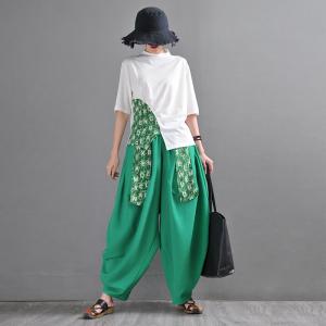 Letter Bandage Linen Harem Pants Customized Designer Trousers