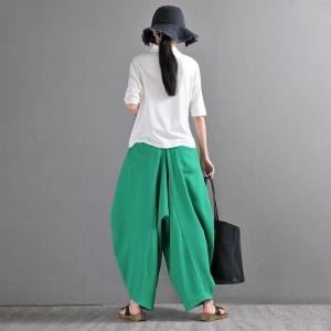 Letter Bandage Linen Harem Pants Customized Designer Trousers