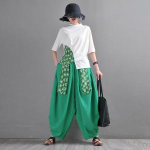 Letter Bandage Linen Harem Pants Customized Designer Trousers