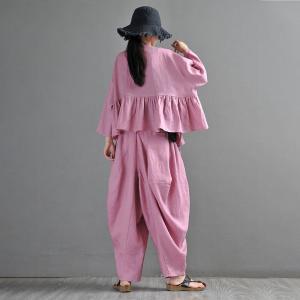 Elastic Waist Linen Harem Pants Pleated Beach Customized Pants