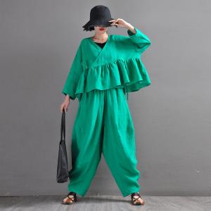 Elastic Waist Linen Harem Pants Pleated Beach Customized Pants