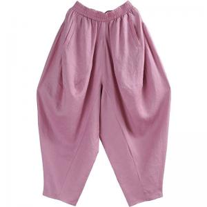 Elastic Waist Linen Harem Pants Pleated Beach Customized Pants