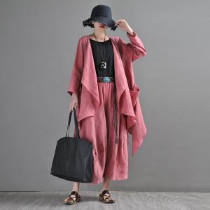 Original Design Linen Waterfall Cardigan Plus Size Designer Outfits