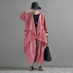 Original Design Linen Waterfall Cardigan Plus Size Designer Outfits