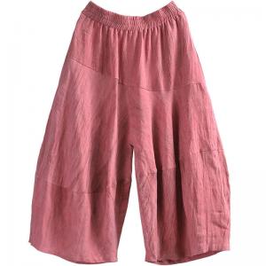 Summer Chic Linen Wide Leg Pants Watermelon Red Gaucho Pants