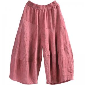 Summer Chic Linen Wide Leg Pants Watermelon Red Gaucho Pants