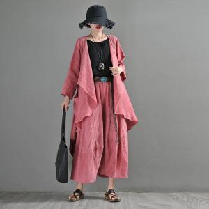 Summer Chic Linen Wide Leg Pants Watermelon Red Gaucho Pants