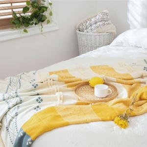 Soft Cotton Patterned Blanket Tassel Knitting Couch Throw