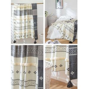 Soft Cotton Patterned Blanket Tassel Knitting Couch Throw