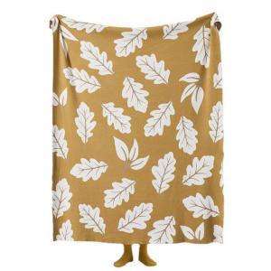 Leaf Printing Cotton Blanket Throw Double Size Cozy Blanket