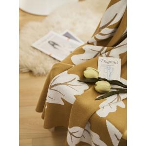 Leaf Printing Cotton Blanket Throw Double Size Cozy Blanket