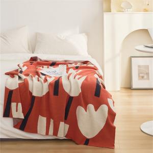 Abstract Tulip Cotton Camping Blanket Modern Bedding Throw