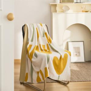 Abstract Tulip Cotton Camping Blanket Modern Bedding Throw