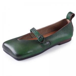 Frog Button Chinese Flats Leather Vintage Summer Sandals