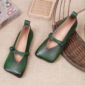 Frog Button Chinese Flats Leather Vintage Summer Sandals