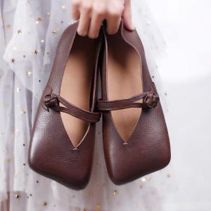 Frog Button Chinese Flats Leather Vintage Summer Sandals