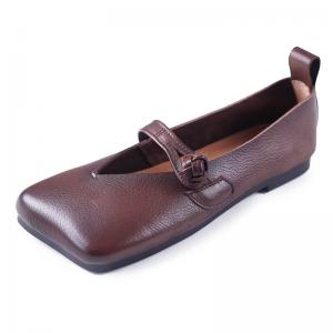 Frog Button Chinese Flats Leather Vintage Summer Sandals