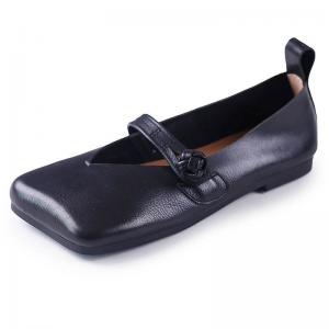 Frog Button Chinese Flats Leather Vintage Summer Sandals