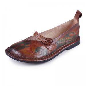 Leather Patterns Chinese Flats Senior Women Buckle Sandals