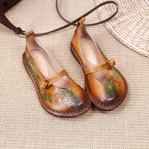 Leather Patterns Chinese Flats Senior Women Buckle Sandals