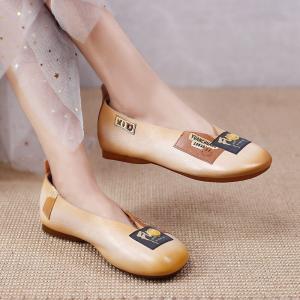 Senior Women Leather Patchwork Summer Slip-On Flats