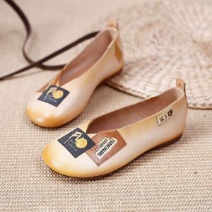 Senior Women Leather Patchwork Summer Slip-On Flats