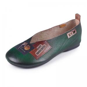 Senior Women Leather Patchwork Summer Slip-On Flats