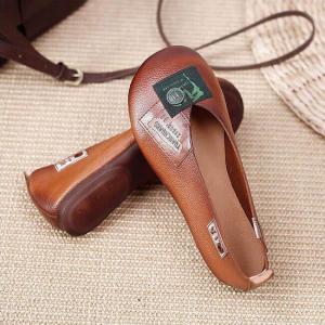 Senior Women Leather Patchwork Summer Slip-On Flats