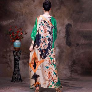 Rose Printed Loose Silk Dress Over50 Summer Cruise Wear