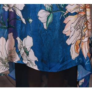 Big Flowers Patterns Summer Beach Dress Half Sleeves Silk Resort Wear