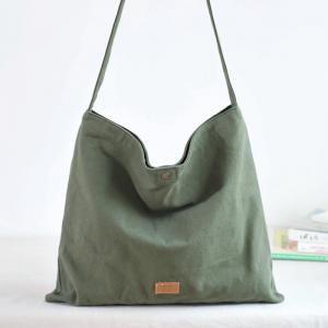 Casual Style Plain Buckle Canvas Tote Bag