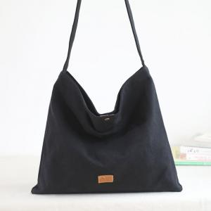 Casual Style Plain Buckle Canvas Tote Bag