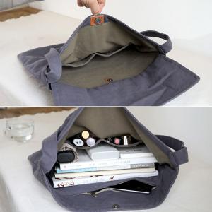 Casual Style Plain Buckle Canvas Tote Bag