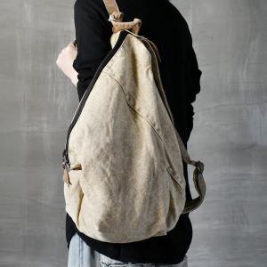 Street Chic Stone Wash Backpack Cowhide Straps Canvas Designer Bag