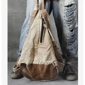 Street Chic Stone Wash Backpack Cowhide Straps Canvas Designer Bag