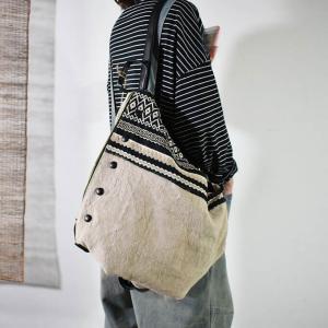 Totem Printed Cotton Linen Tote Bag Versatile Folk Backpacks