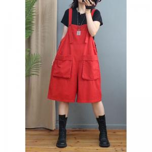 Street Chic Denim Cargo Overalls Front Pockets Plain Overall Shorts