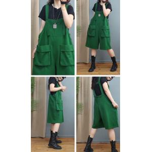 Street Chic Denim Cargo Overalls Front Pockets Plain Overall Shorts