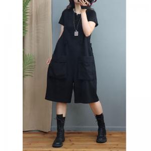 Street Chic Denim Cargo Overalls Front Pockets Plain Overall Shorts