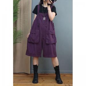 Street Chic Denim Cargo Overalls Front Pockets Plain Overall Shorts